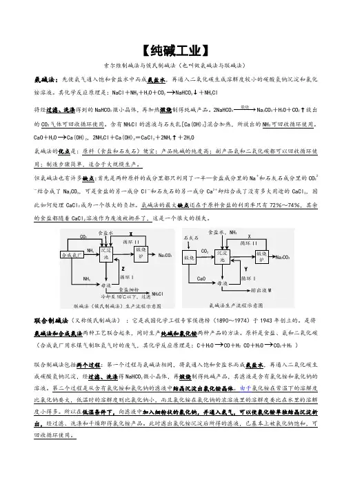微专题-化工生产-纯碱工业(侯氏制碱法和索氏制碱法)