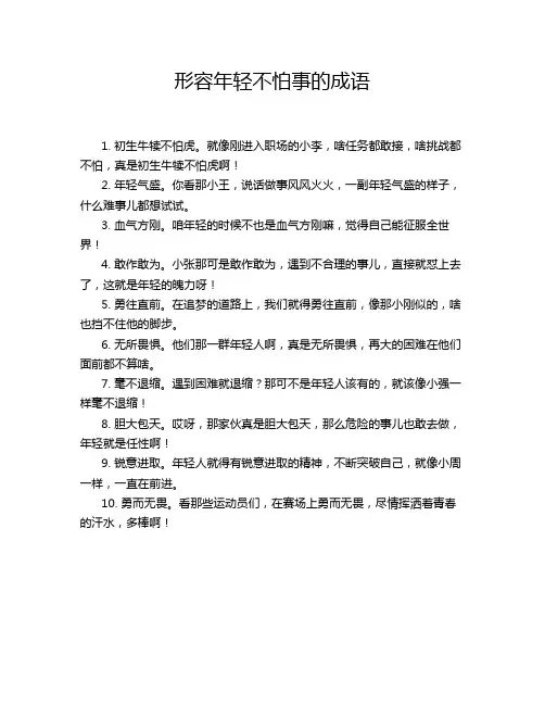形容年轻不怕事的成语