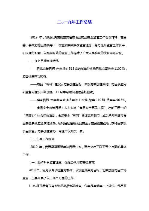 【推荐】二○一九年工作总结-药品监督