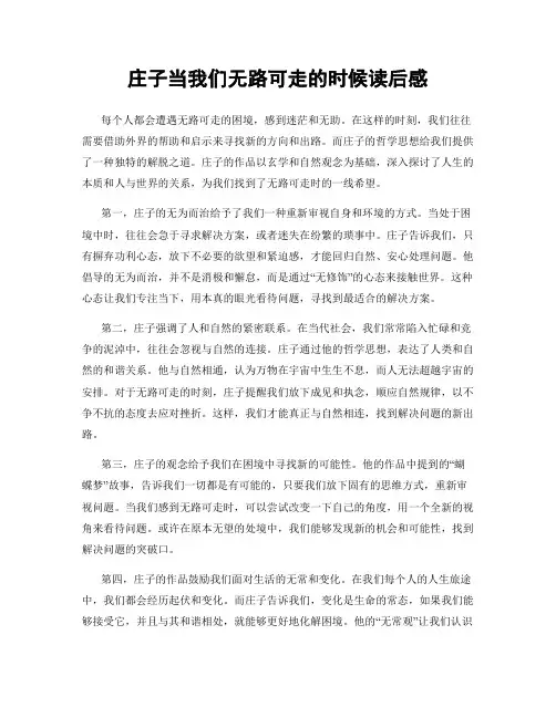 庄子当我们无路可走的时候读后感