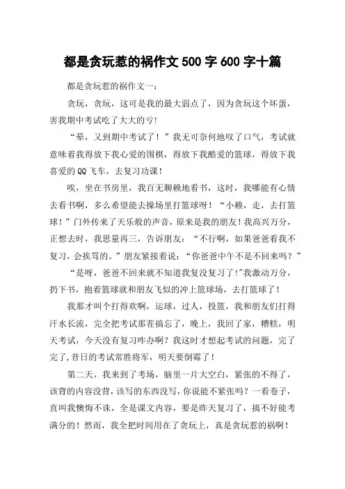 都是贪玩惹的祸作文500字600字十篇
