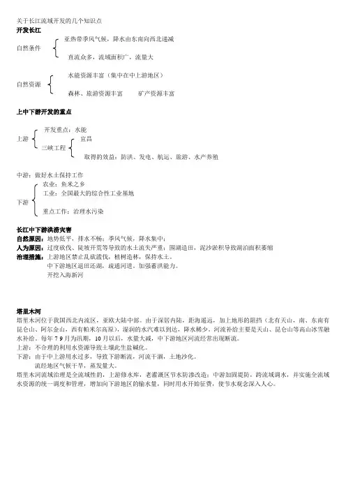 关于长江流域开发的几个知识点