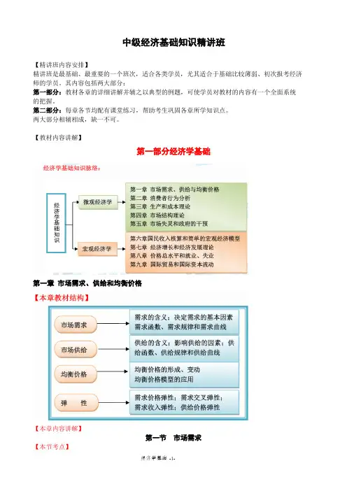2014年中级经济师经济学基础精讲讲义1-2章资料