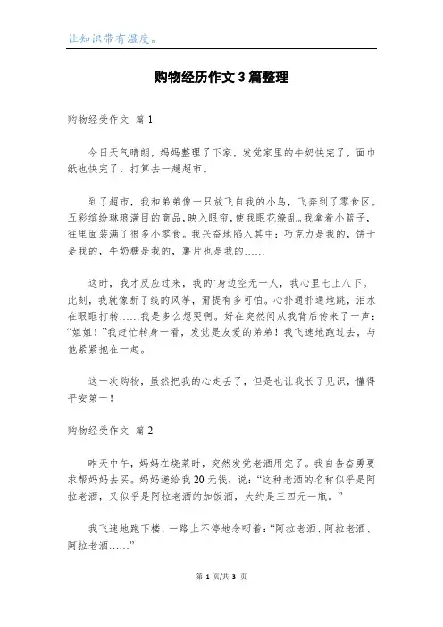 购物经历作文3篇整理_2