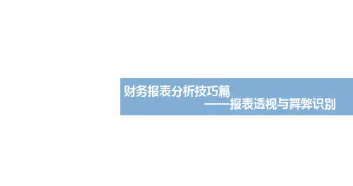 财务报表分析技巧篇——报表透视与舞弊识别
