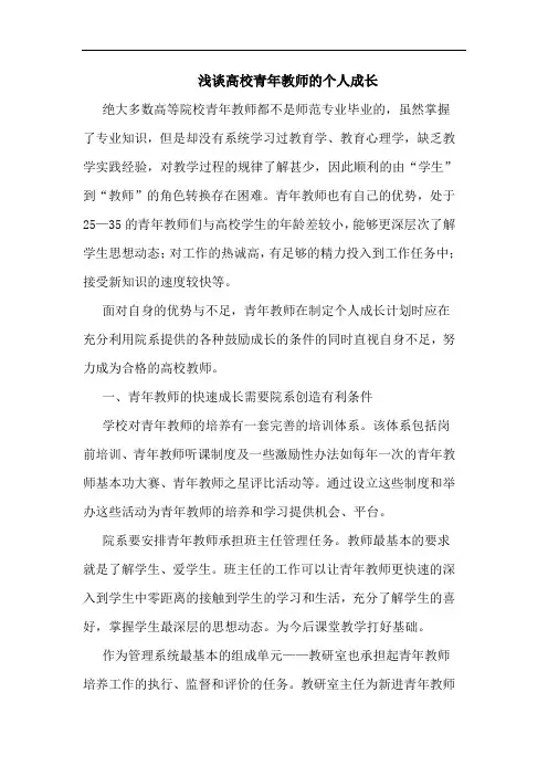 高校青年教师个人成长论文