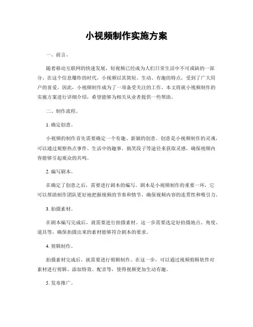 小视频制作实施方案