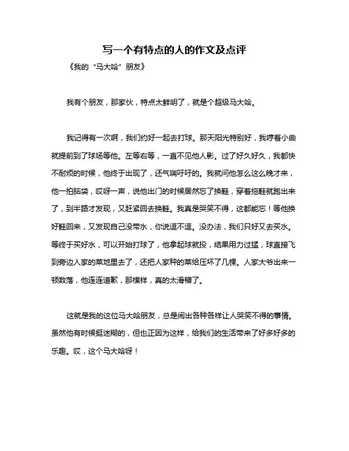 写一个有特点的人的作文及点评