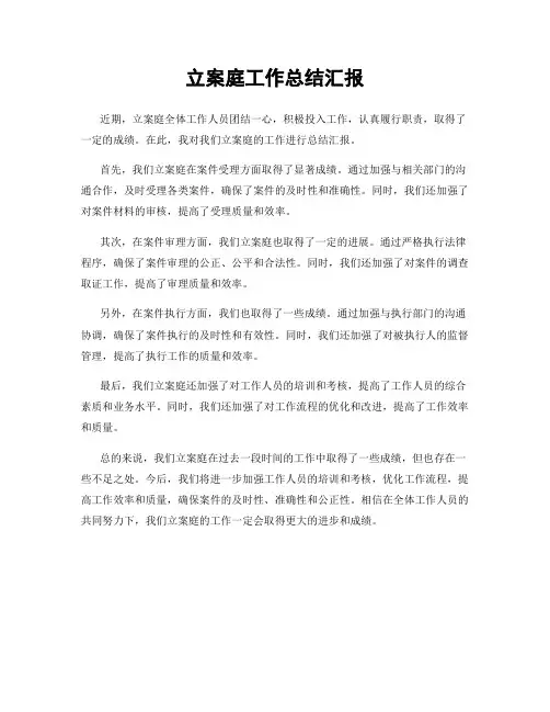 立案庭工作总结汇报
