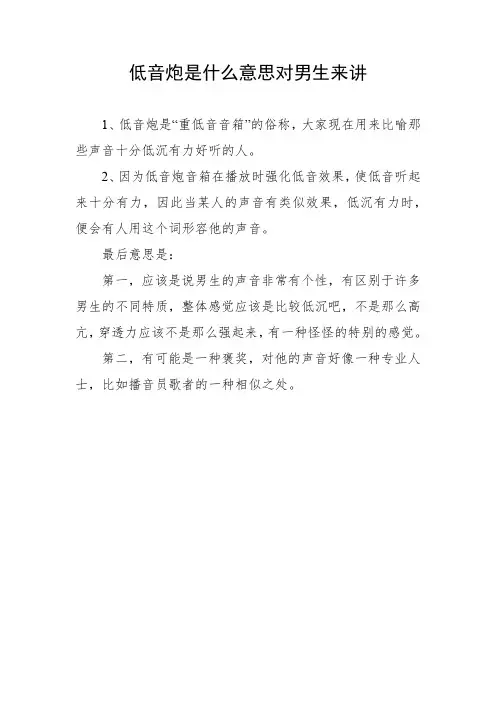 低音炮是什么意思对男生来讲