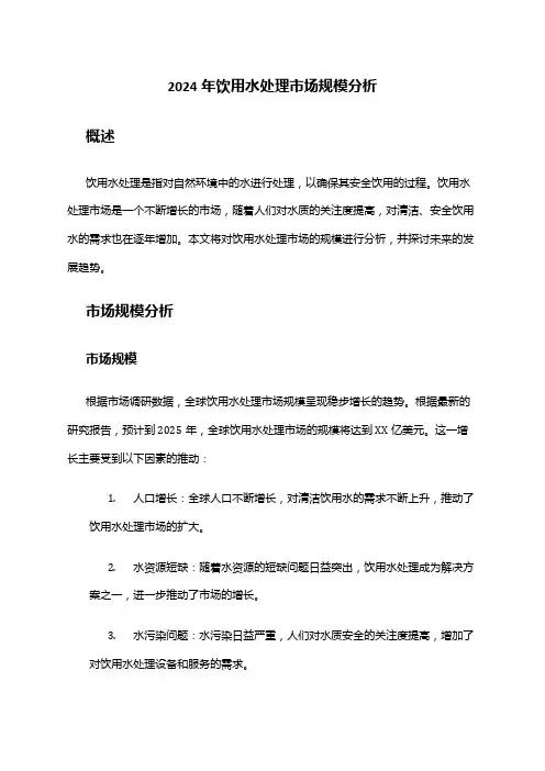 2024年饮用水处理市场规模分析