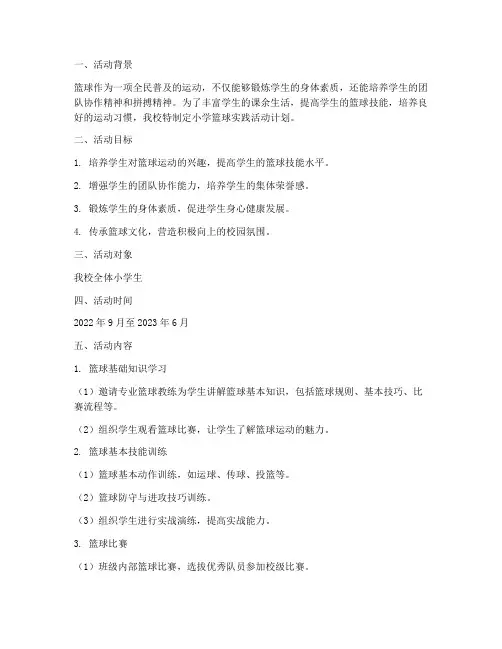 小学篮球实践活动计划
