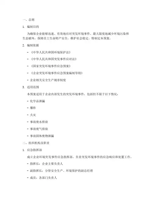 企业环境突发应急预案范本