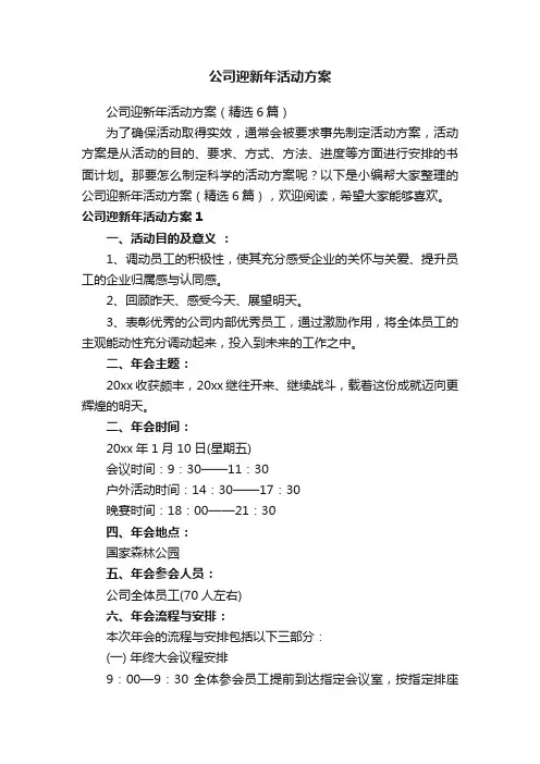 公司迎新年活动方案（精选6篇）
