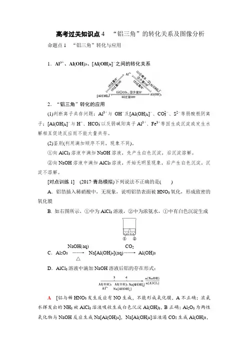 高考过关知识点4铝三角的转化关系及图像分析