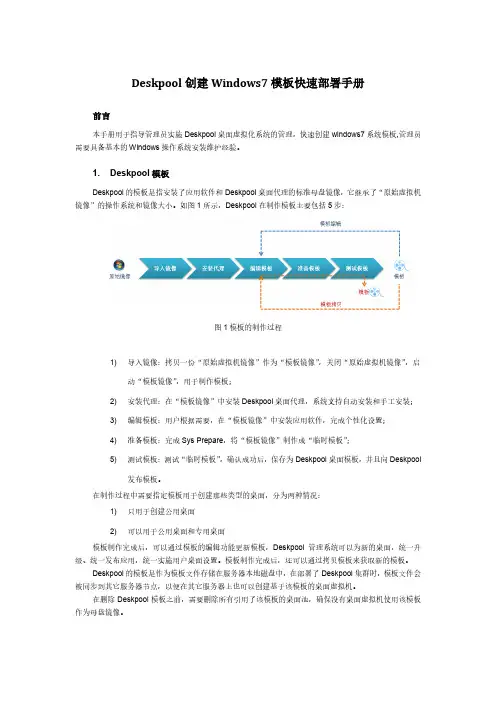 Deskpool创建Windows7模板快速部署手册
