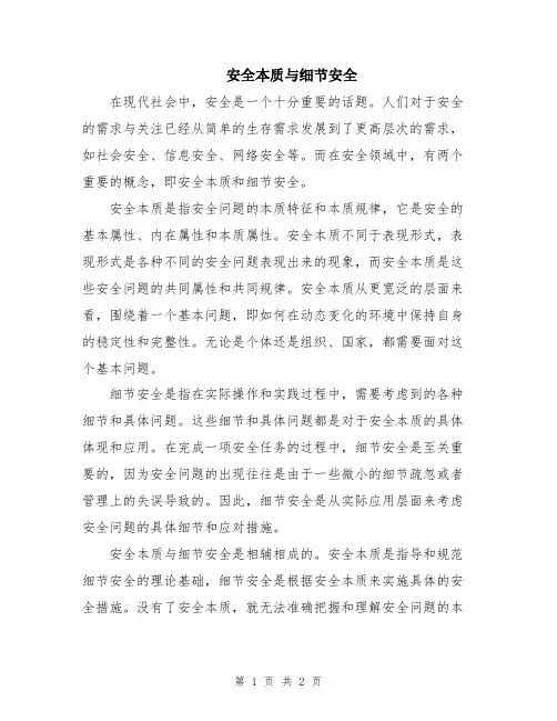 安全本质与细节安全