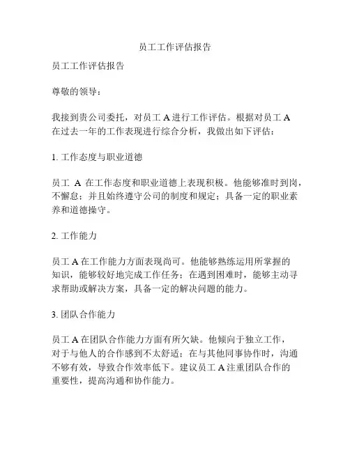 员工工作评估报告
