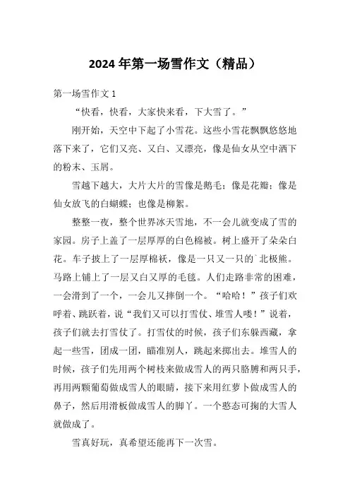 2024年第一场雪作文(精品)