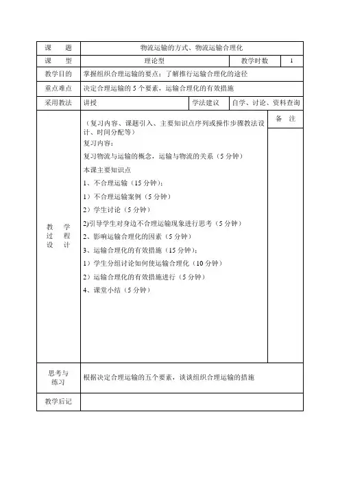运输合理化教案