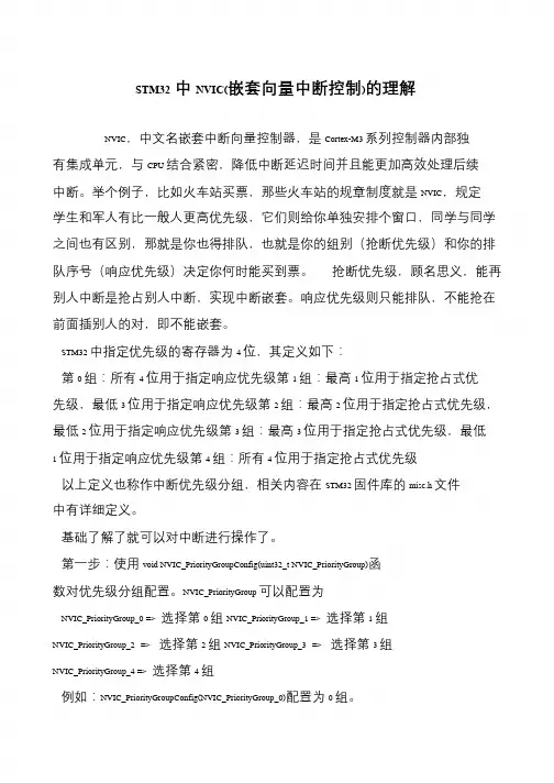 STM32中NVIC(嵌套向量中断控制)的理解