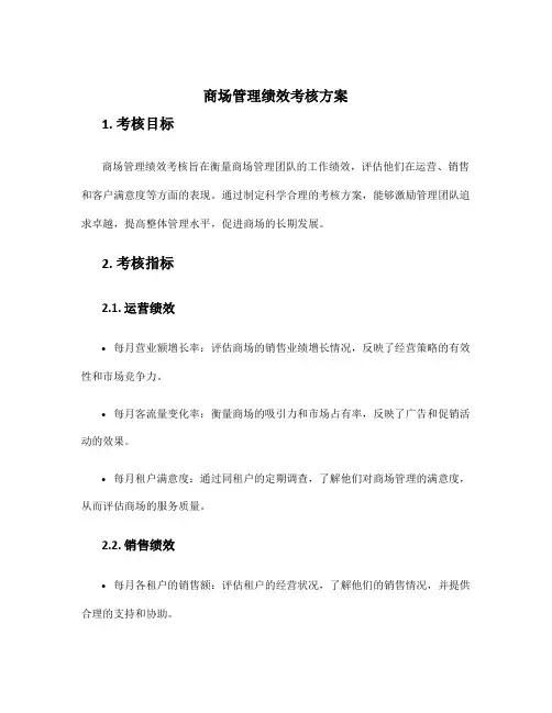 商场管理绩效考核方案