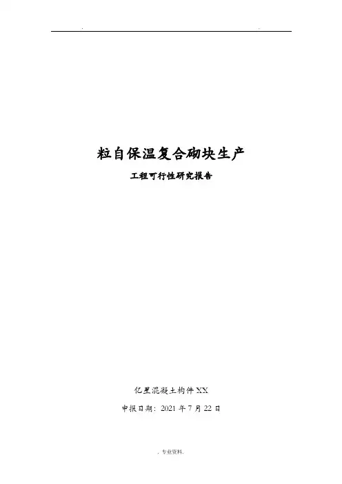 陶粒自保温复合砌块项目可行性报告