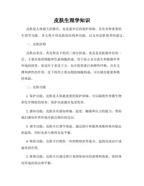 皮肤生理学知识