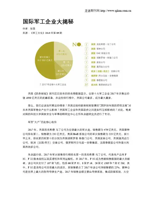国际军工企业大揭秘