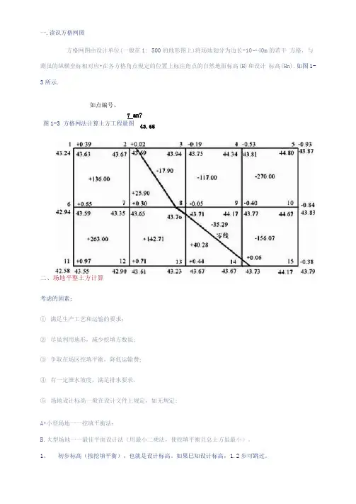 方格网计算土方量教材及例题