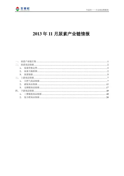2013年11月尿素产业链情报