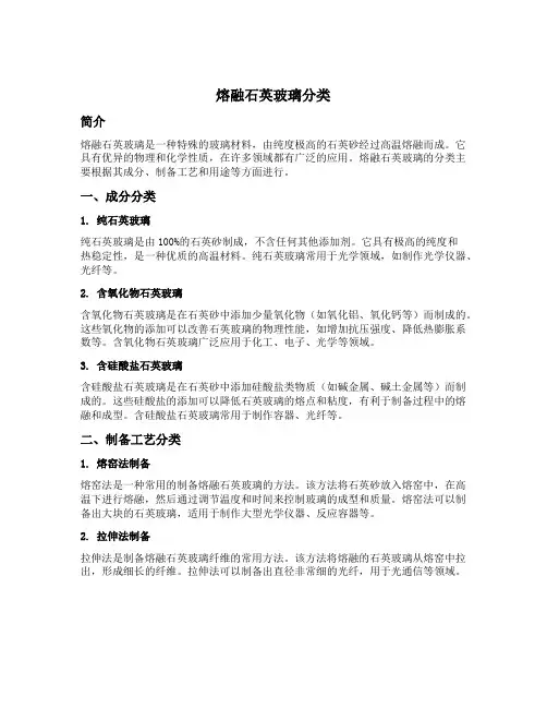 熔融石英玻璃分类