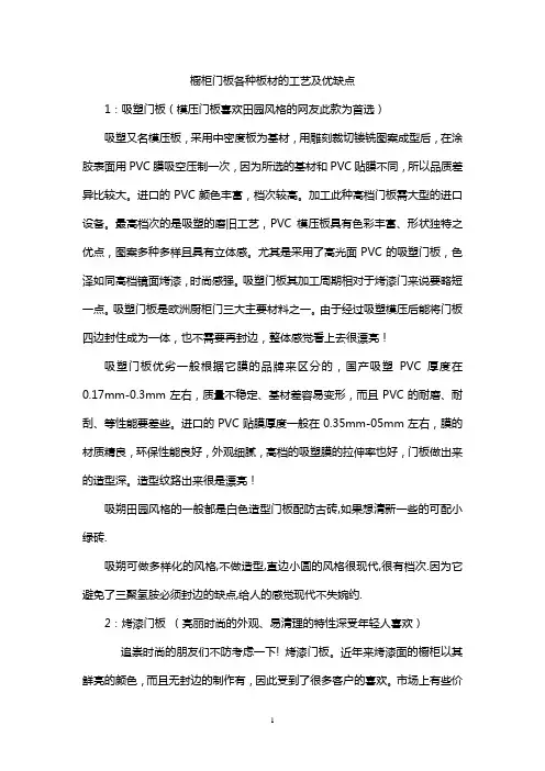 橱柜门板各种板材的工艺及优缺点