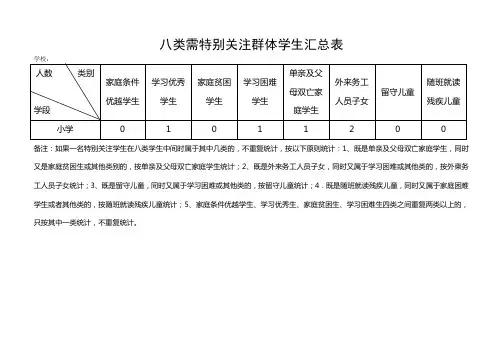 八类需特别关注群体学生汇总表