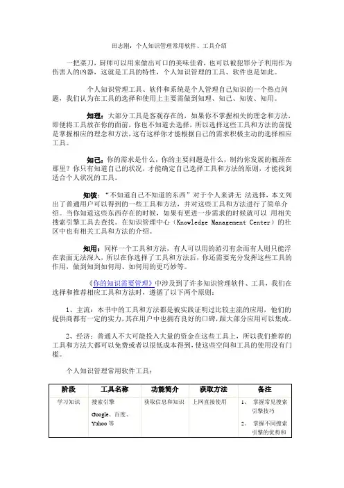 个人知识管理常用软件、工具介绍