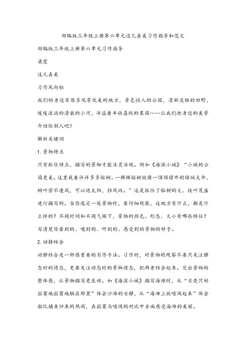 部编版三年级上册第六单元这儿真美习作指导和范文