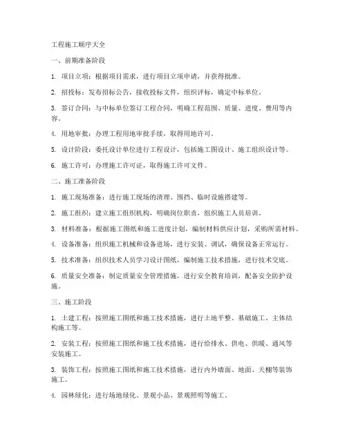 工程施工顺序大全