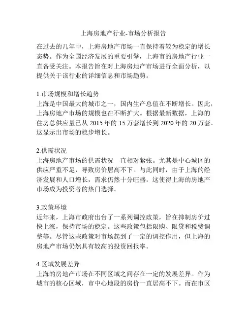 上海房地产行业-市场分析报告