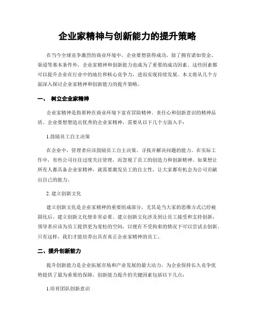 企业家精神与创新能力的提升策略