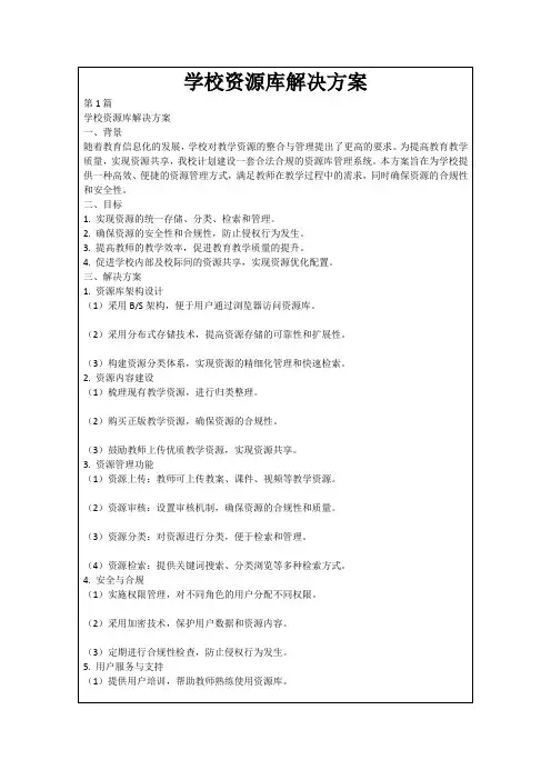 学校资源库解决方案
