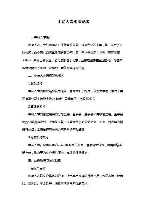 中荷人寿组织架构