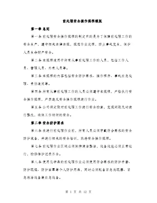 前处理安全操作规程模版（四篇）
