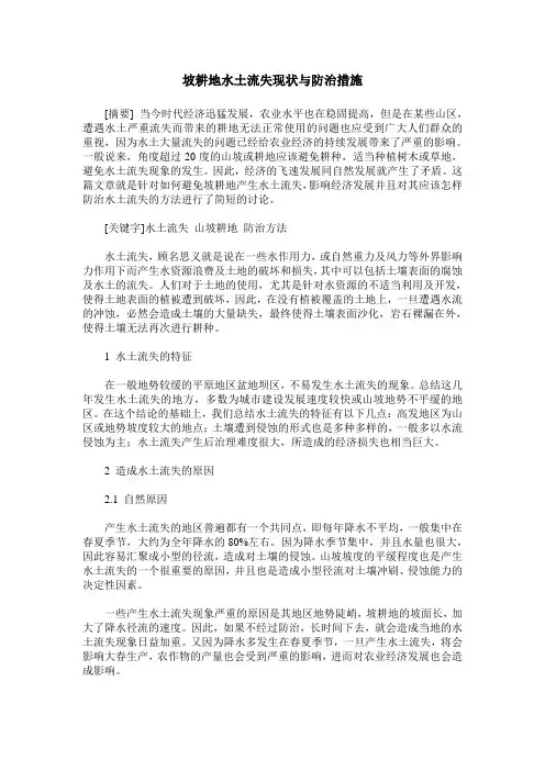 坡耕地水土流失现状与防治措施
