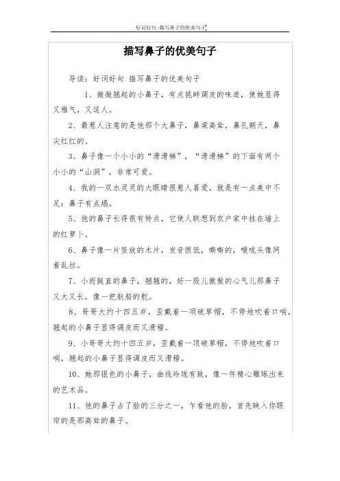 描写鼻子的优美句子