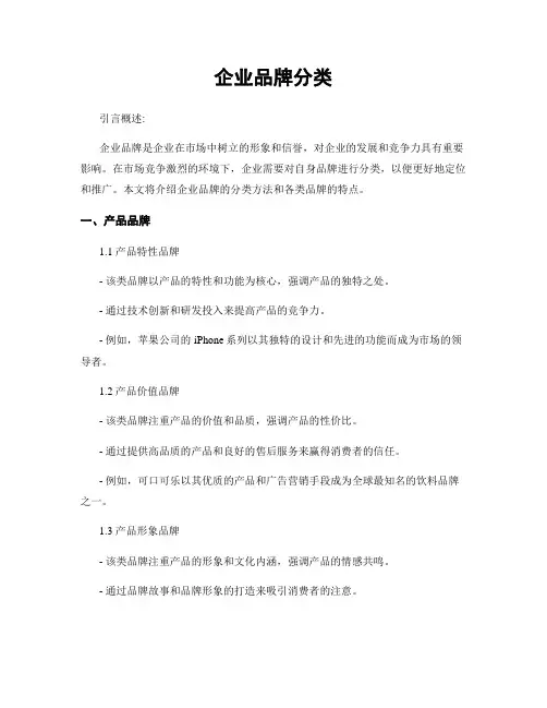 企业品牌分类