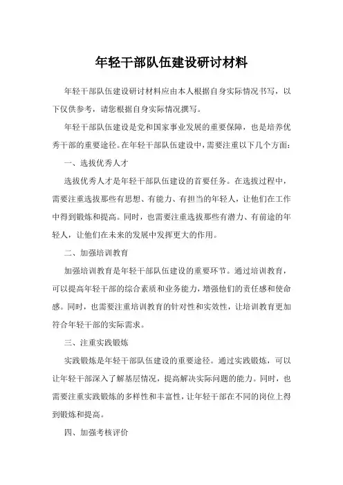 年轻干部队伍建设研讨材料