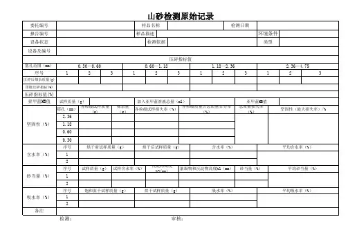 山砂检测原始记录
