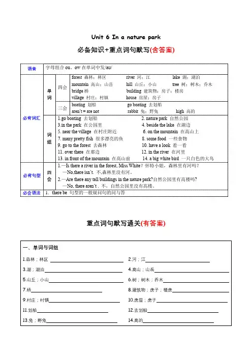 Unit6必备知识(复习讲义)-2023-2024学年五年级英语上册单元速记·巧练(人教PEP版)