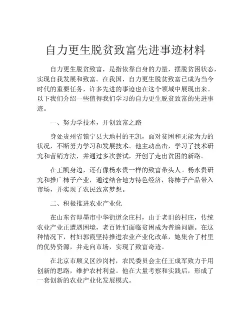 自力更生脱贫致富先进事迹材料
