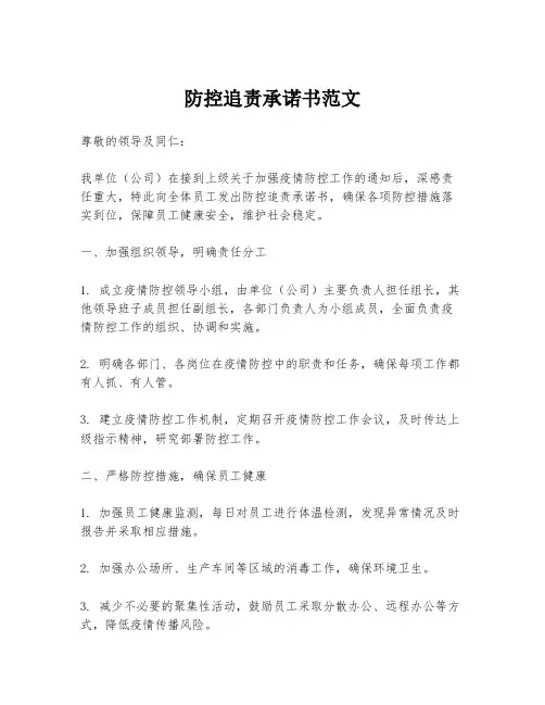 防控追责承诺书范文